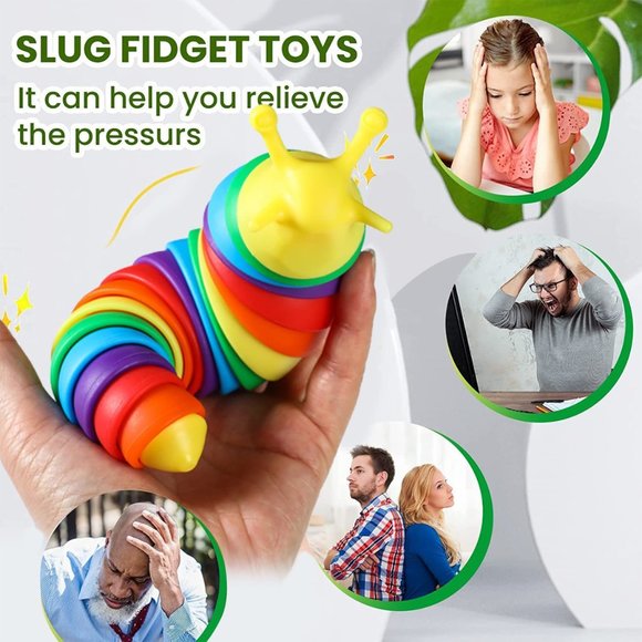 Pack of 2 Slug Rainbow Color Fidget Sensory Toy - Picture 3 of 5